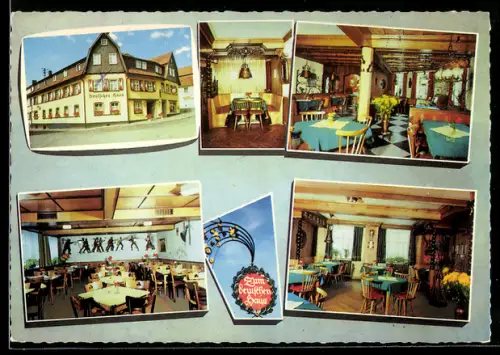 AK Hilders /Rhön, Hotel Deutsches Haus, Bes. R. u. E. Schimetschka, Gasträume und Aussenansicht