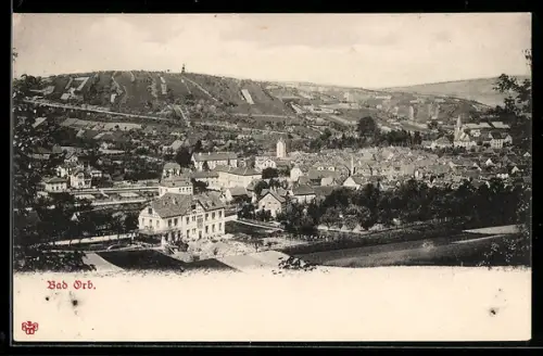AK Bad Orb, Panoramaansicht der Stadt und umliegender Weinberge