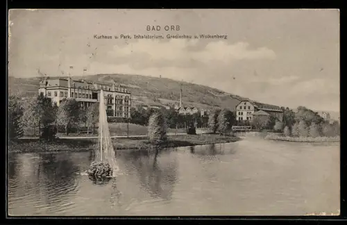 AK Bad Orb, Kurhaus, Park, Inhalatorium, Gradierbau, Wolkenberg