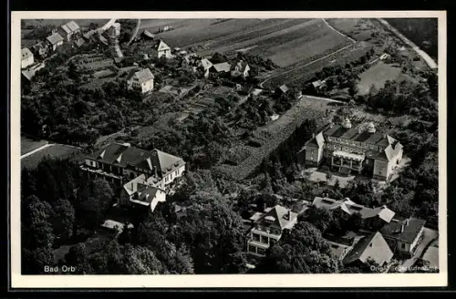 AK Bad Orb, Ortsansicht mit Kurmittelhaus, Fliegeraufnahme