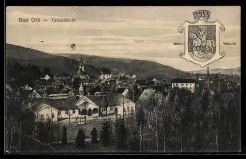AK Bad Orb, Totalansicht, Stadtwappen