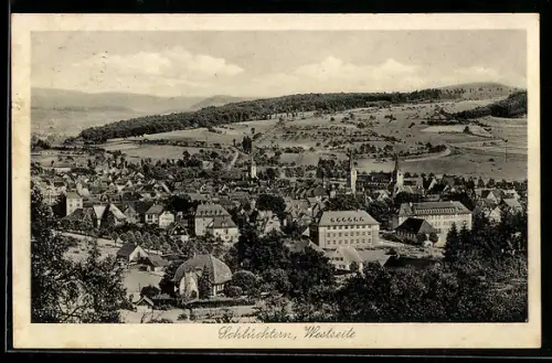 AK Schlüchtern, Westseite, Stadtansicht, Kirchen, Landschaft