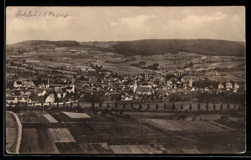 AK Schlüchtern, Panoramaansicht des Ortes und umliegender Felder