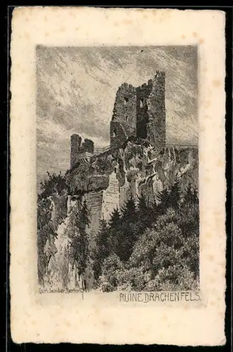 Künstler-AK Carl Jander: Königswinter, Ruine Drachenfels