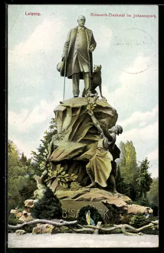 AK Leipzig, Bismarck-Denkmal im Johannapark