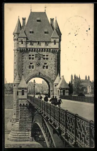 AK Worms a. Rh., Portal der Rheinbrücke