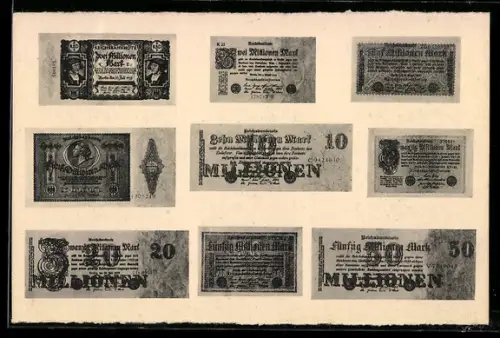 AK Verschiedene Geldscheine der Reichsbank