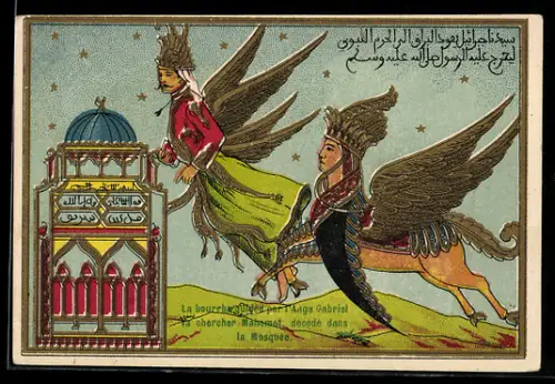AK La bourrha guidée par l`Ange Gabriel va chercher Mahomet, décéde dans la Mosquee
