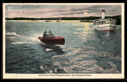 AK Zeuthen, Boote auf dem Zeuthener See, Rauchfangswerder
