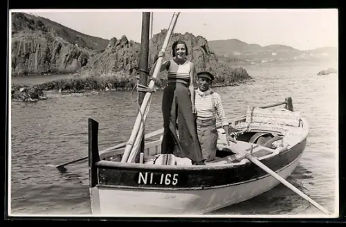 Foto-AK Paar in einem Ruderboot 1971