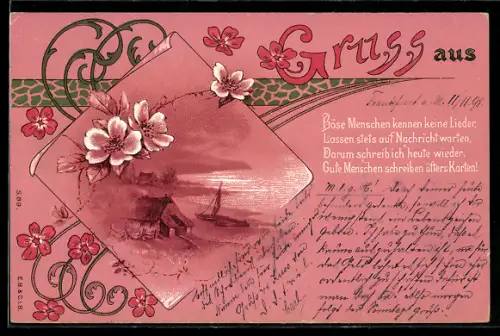 AK Böse Menschen kennen keine Lieder..., Fischerhaus am Strand, Jugendstil