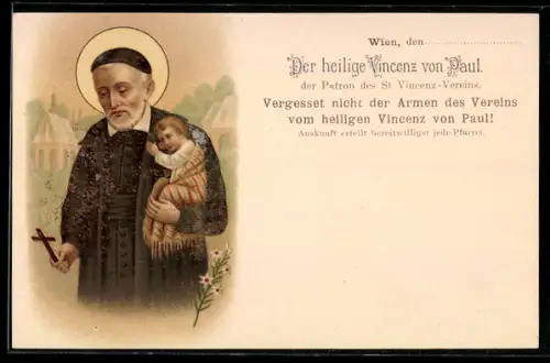AK Der heilige Vincenz von Paul, Patron des St. Vincenz Vereins