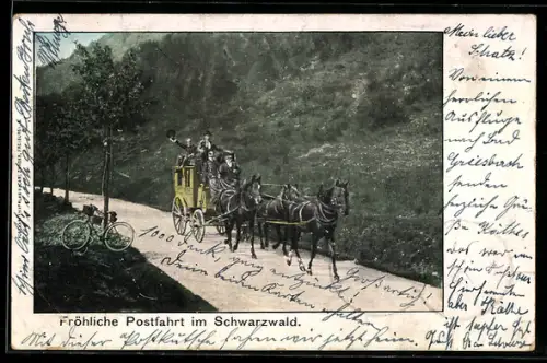 AK Postkutsche im Schwarzwald