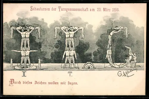 Lithographie Schauturnen der Turngenossenschaft 1898