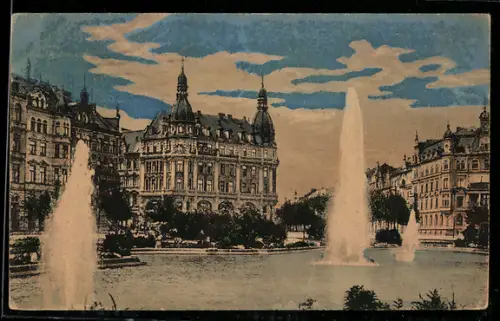 AK Köln-Neustadt, Deutscher Ring mit Fontäne