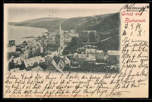 AK Bacharach, Teilansicht mit Kirche