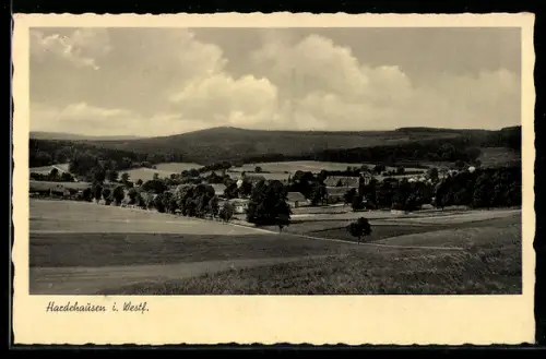 AK Hardehausen, Landschaftspanorama mit Ortsansicht