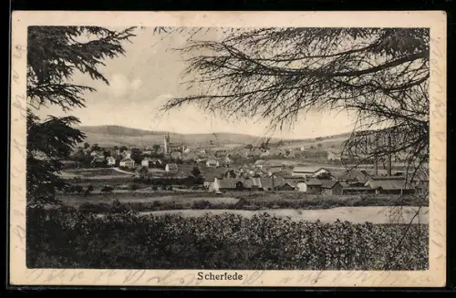AK Scherfede, Teilansicht mit Kirche