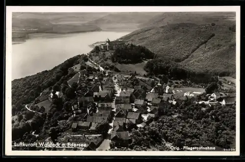 AK Waldeck a. Edersee, Teilansicht, Fliegeraufnahme