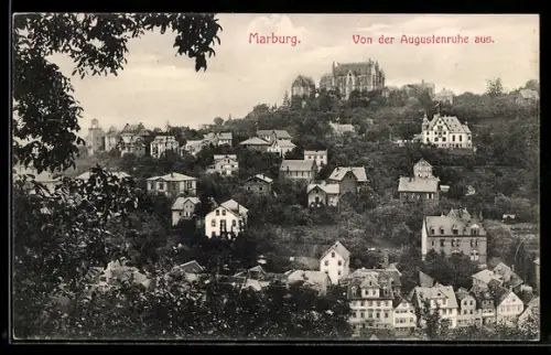 AK Marburg, Teilansicht mit Kirche von der Augustenruhe aus