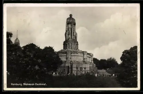 AK Hamburg-St.Pauli, Bismarck-Denkmal