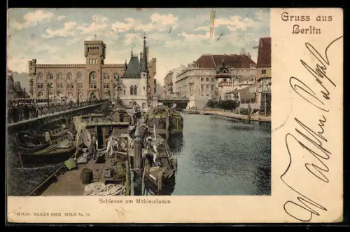 AK Berlin, Schleuse am Mühlendamm