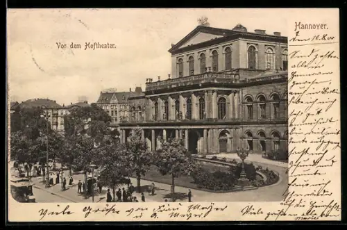 AK Hannover, Hoftheater mit Strassenpartie