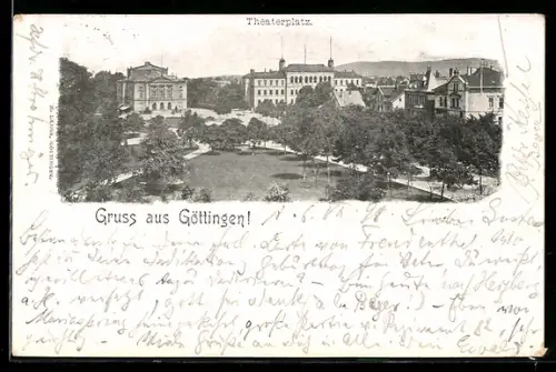 AK Göttingen, Theaterplatz mit Strassenpartie