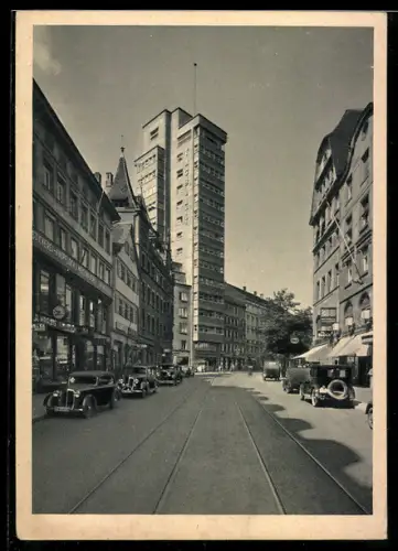 AK Stuttgart, Eberhardstrasse mit Tagblatt-Turm