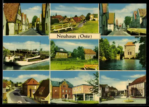 AK Neuhaus /Oste, Ortsansichten, Hafen, Schleuse