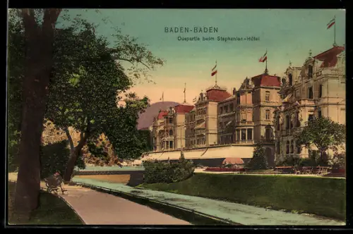 AK Baden-Baden, Oospartie beim Stephanien-Hôtel