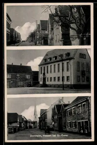 AK Dornheim bei Gr.-Gerau, Strassenansichten und Kirche