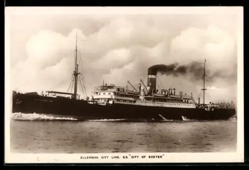 AK Passagierschiff S.S. City of Exeter der Ellerman City Line in Fahrt