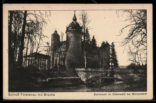 AK Michelstadt-Steinbach, Ansicht von Schloss Fürstenau mit Brücke