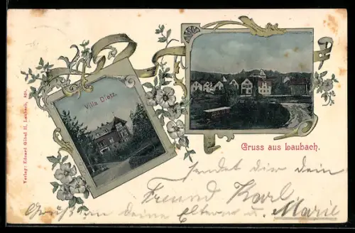 AK Laubach, Villa Dietz, Ortsansicht
