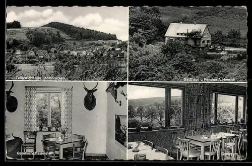 AK Steinbrücken /Dillkr., Gasthaus-Pension A. Henrich, Innenansichten
