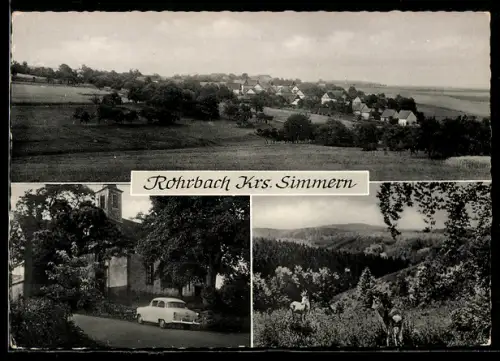 AK Rohrbach /Simmern, Ortsansicht, Kirche, Landschaftspanorama