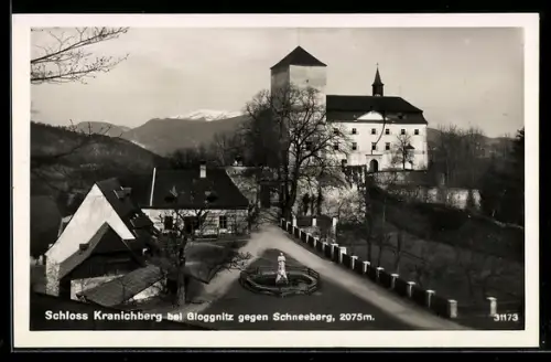 AK Kirchberg am Wechsel, Schloss Kranichberg, Blick gegen Schneeberg
