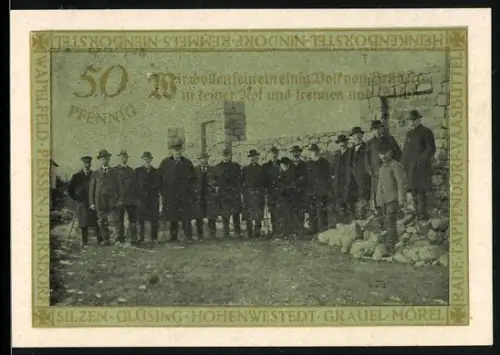 Notgeld Hohenwestedt 1921, 50 Pfennig, Erinnerung an die Einweihung des Ehrenmals des Kirchspiels Hohenwestedt