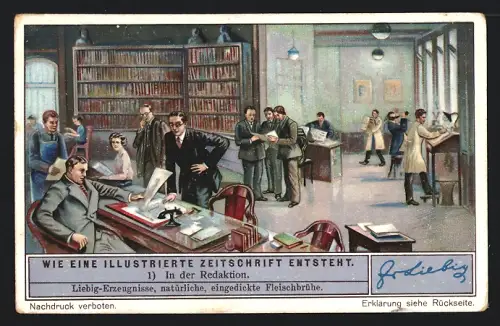Sammelbild Liebig, Wie eine illustrierte Zeitschrift entsteht, In der Redaktion
