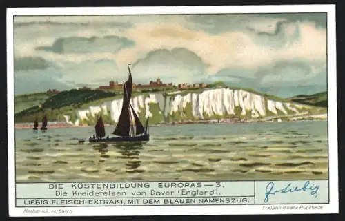 Sammelbild Liebig, Die Küstenbildung Europas, Die Kreidefelsen von Dover, England