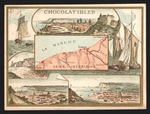 Sammelbild Dieppe, Chocolat Ibled, Etretat, m Fecamp, Le Tréport