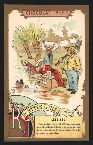 Sammelbild Mondicourt, Chocolat Ibled, Waschfrauen am Wasser