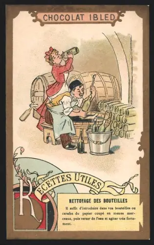 Sammelbild Mondicourt, Chocolat Ibled, Paar beim Weintrinken