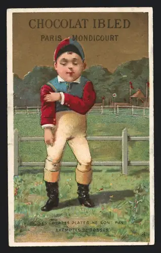 Sammelbild Mondicourt, Chocolat Ibled, Junge steht vor einem Feld