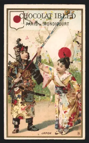 Sammelbild Mondicourt, Chocolat Ibled, Samurai und Geisha