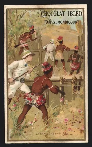 Sammelbild Mondicourt, Chocolat Ibled, La Chasse au lion