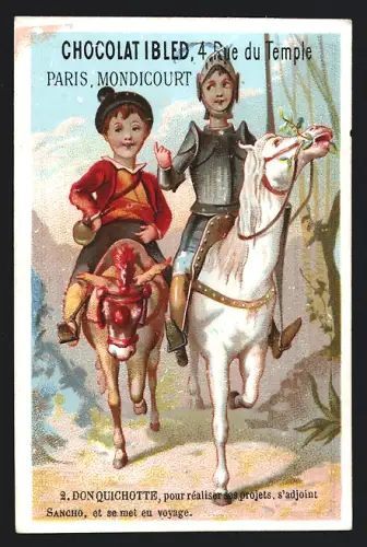 Sammelbild Mondicourt, Chocolat Ibled, Don Quichotte und Sancho Panza