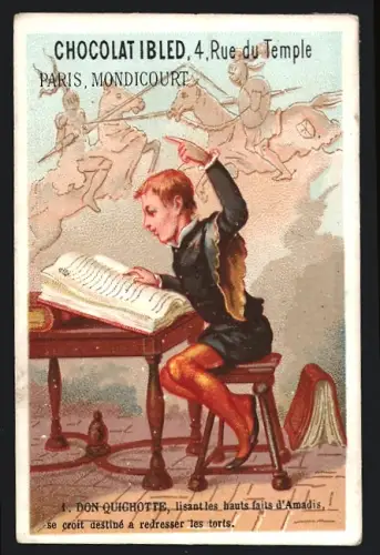 Sammelbild Mondicourt, Chocolat Ibled, Don Quichotte liest eine Geschichte