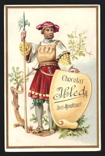Sammelbild Mondicourt, Chocolat Ibled, Soldat mit Hellebarde